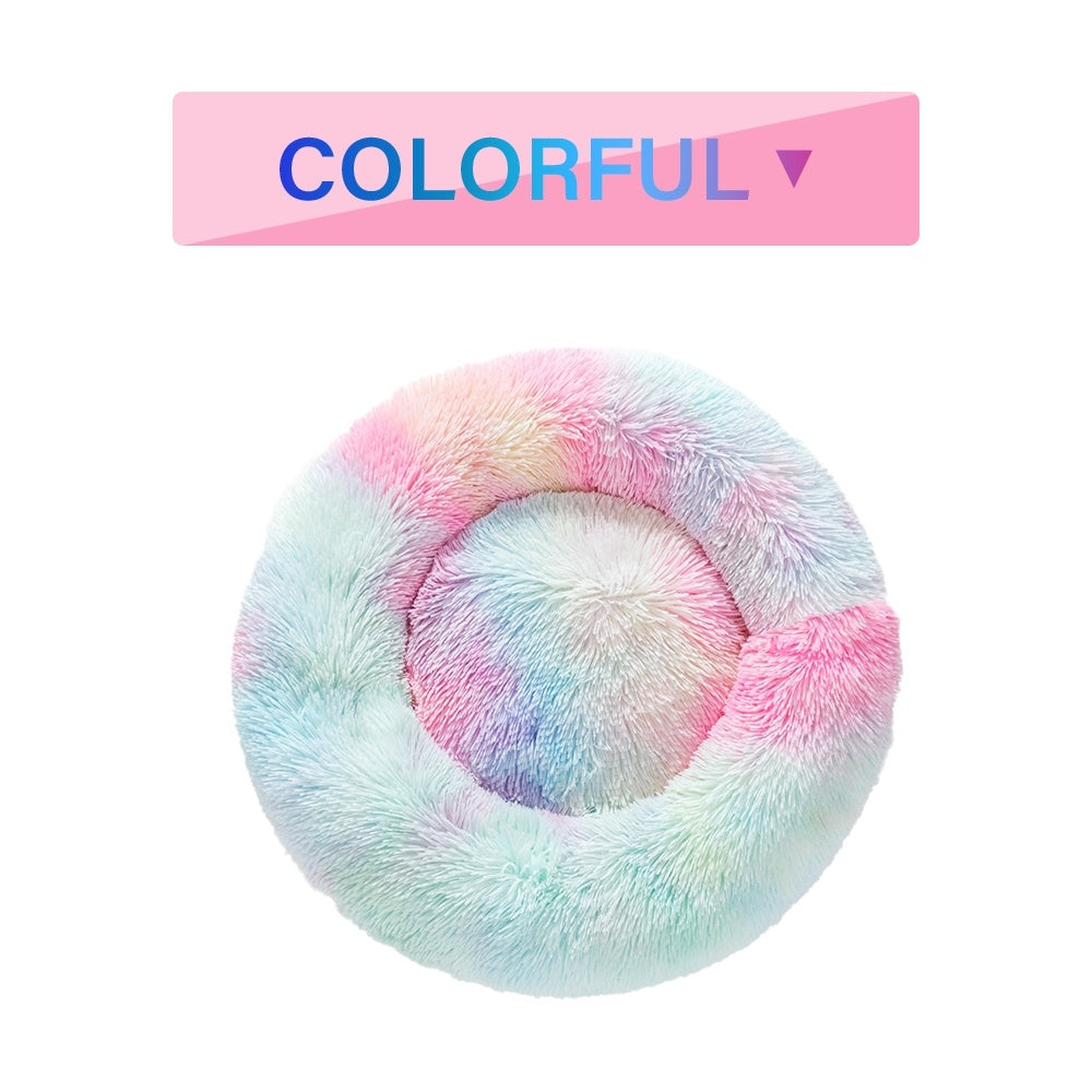 Fluffy Donut Plush Pet Bed Washable Calming Mat