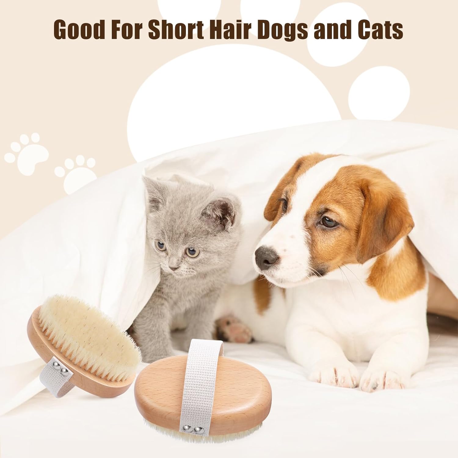 Soft Boar Bristle Pet Palm Brush Shedding Control Grooming Tool