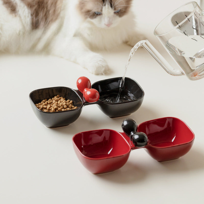 Ceramic Pet Food Water Bowl Set Feeding Dish Set