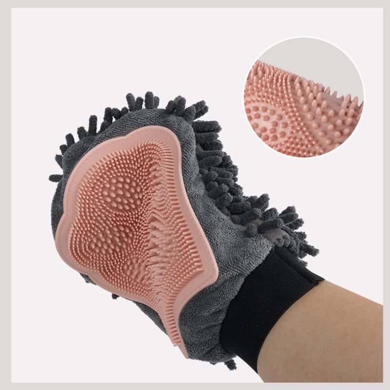 2 In 1 Pet Bathing Grooming Glove Brush Massage Tool