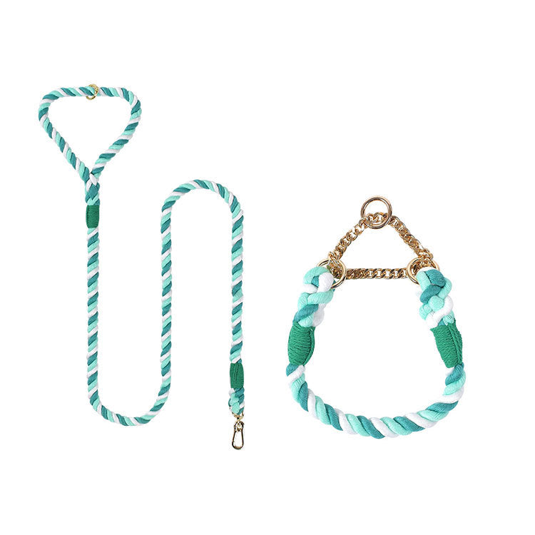 Woven Cotton Pet Leash And Collar Set