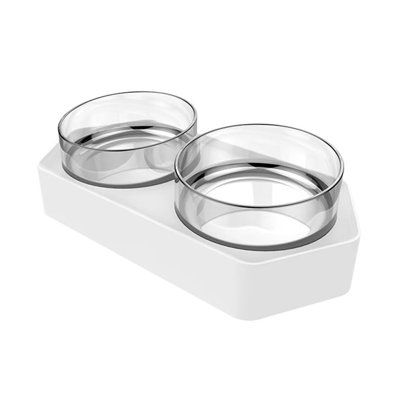 Ceramic Double Bowl Pet Feeding Water Bowl Stand