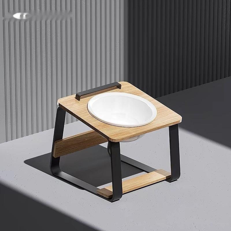 Ceramic Double Bowl Pet Feeding Water Bowl Stand