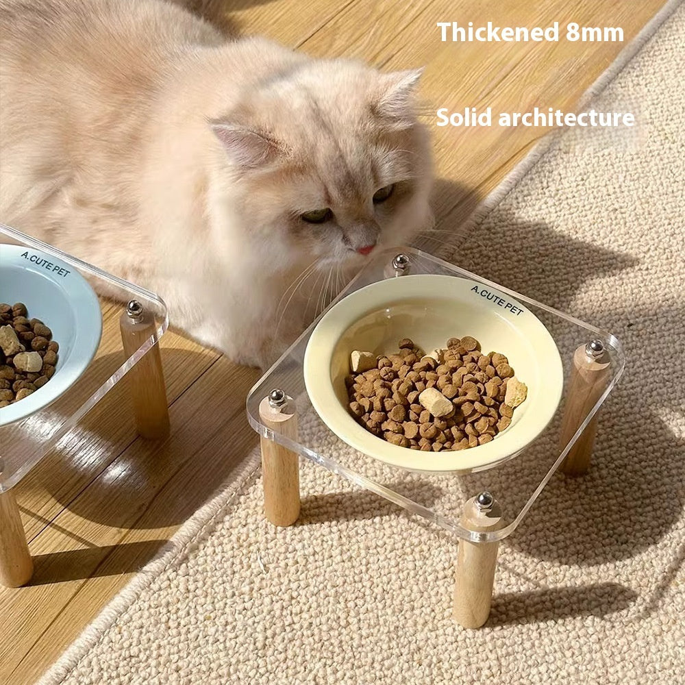 Anti Tumble Elevated Ceramic Pet Double Feeding Bowl