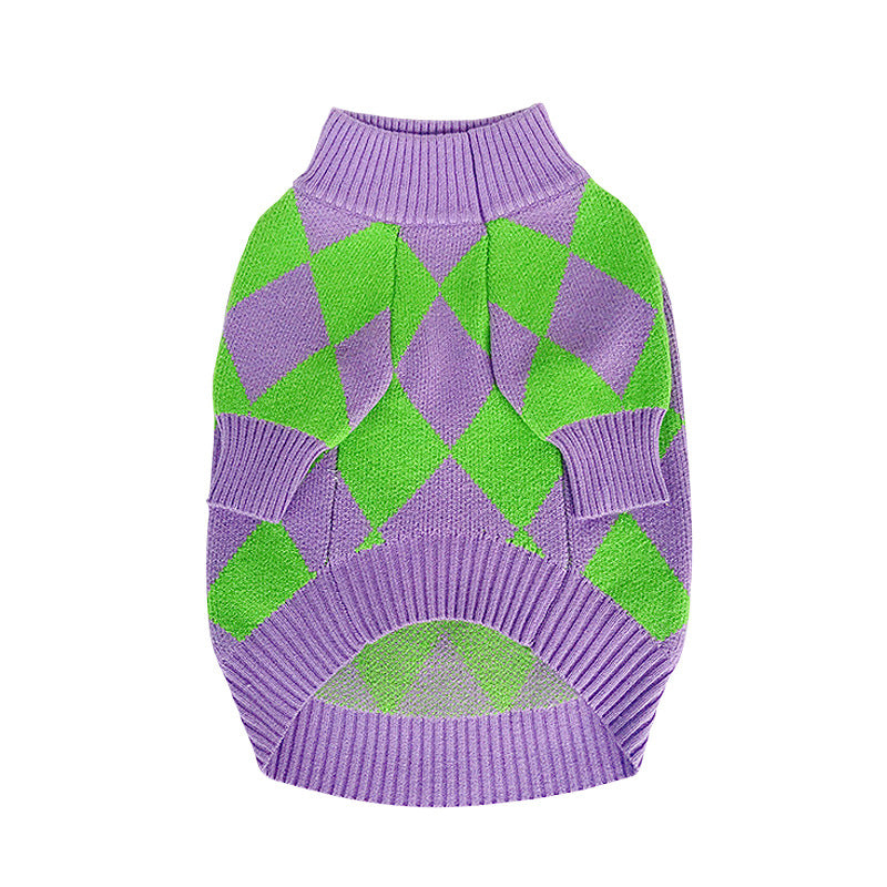 Trendy Plaid Pet Sweater Warm Comfortable Outfit