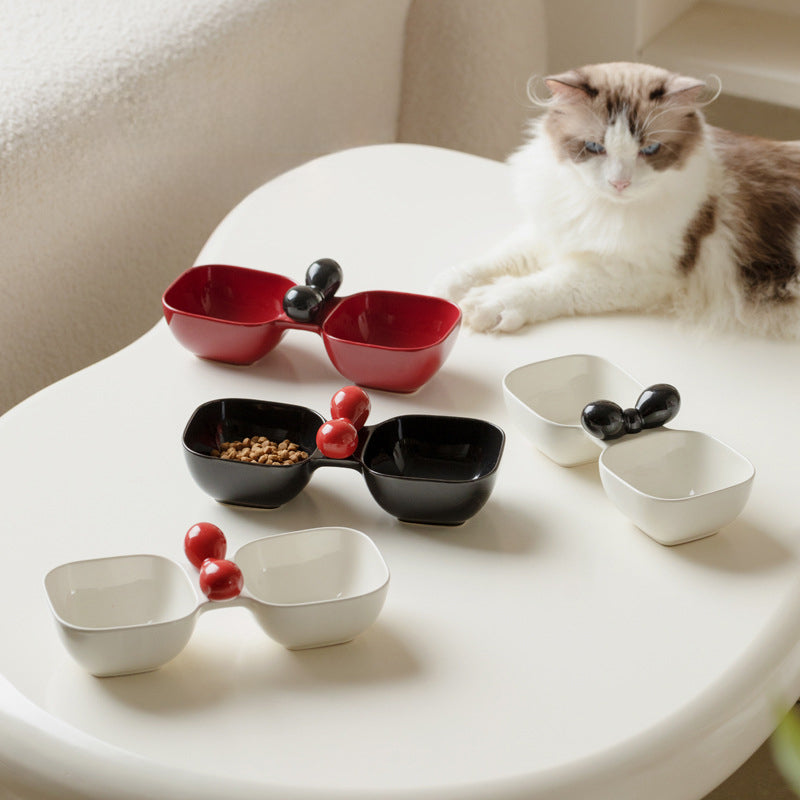 Ceramic Pet Food Water Bowl Set Feeding Dish Set