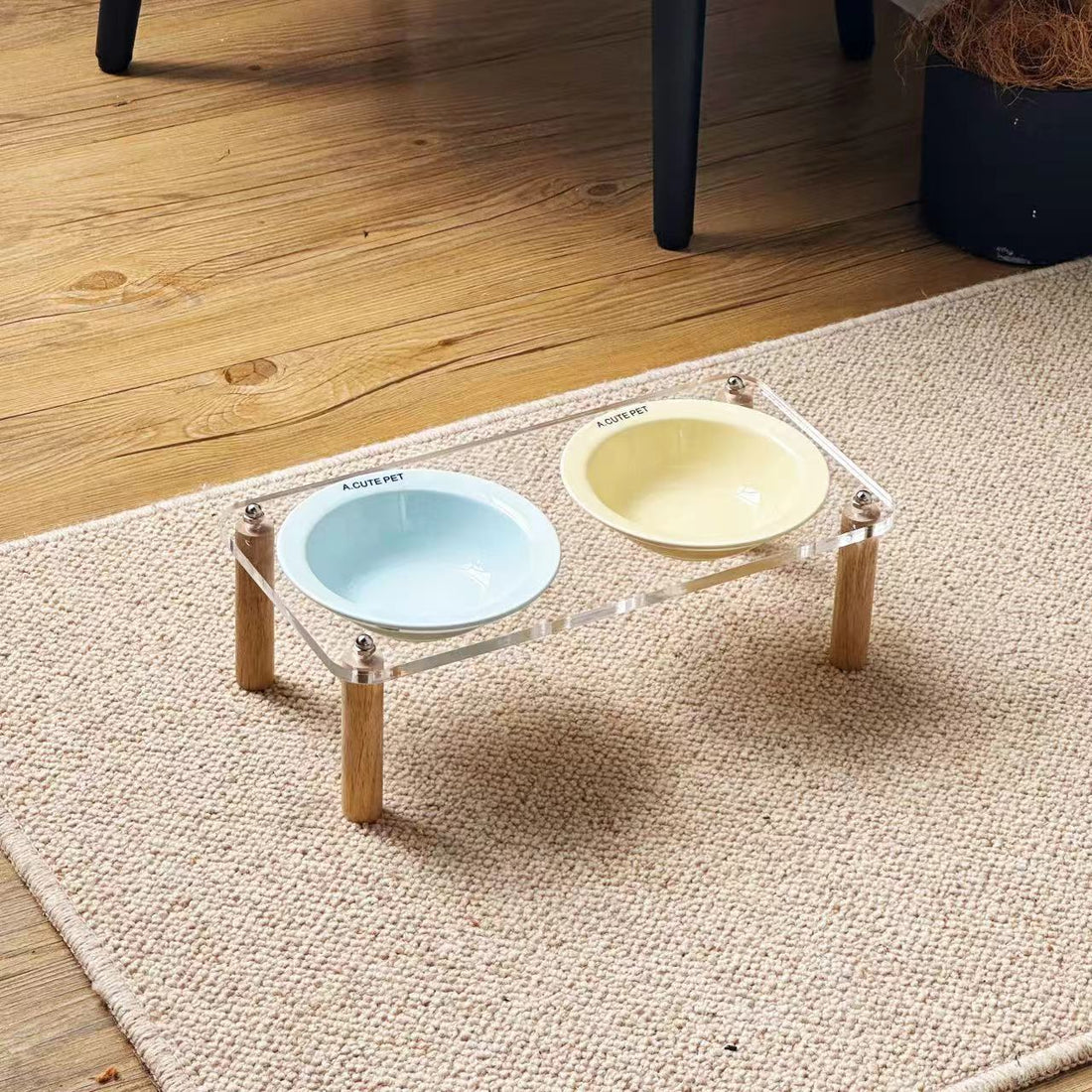 Anti Tumble Elevated Ceramic Pet Double Feeding Bowl