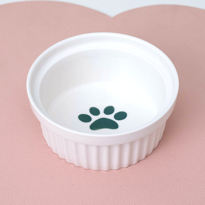 Ceramic Pet Double Bowl Elevated Water Feeding Bowl