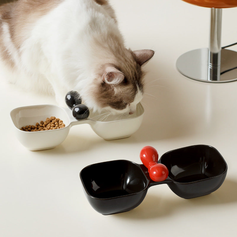 Ceramic Pet Food Water Bowl Set Feeding Dish Set