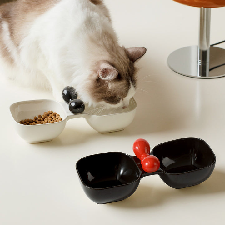 Ceramic Pet Food Water Bowl Set Feeding Dish Set