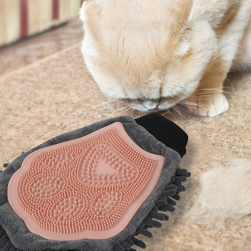 2 In 1 Pet Bathing Grooming Glove Brush Massage Tool