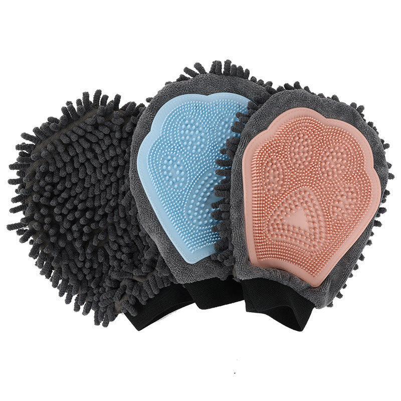 2 In 1 Pet Bathing Grooming Glove Brush Massage Tool